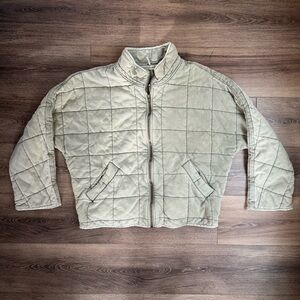 Free People Dolman Quilted Knit Jacket, Zip-Up, Light Sage Green